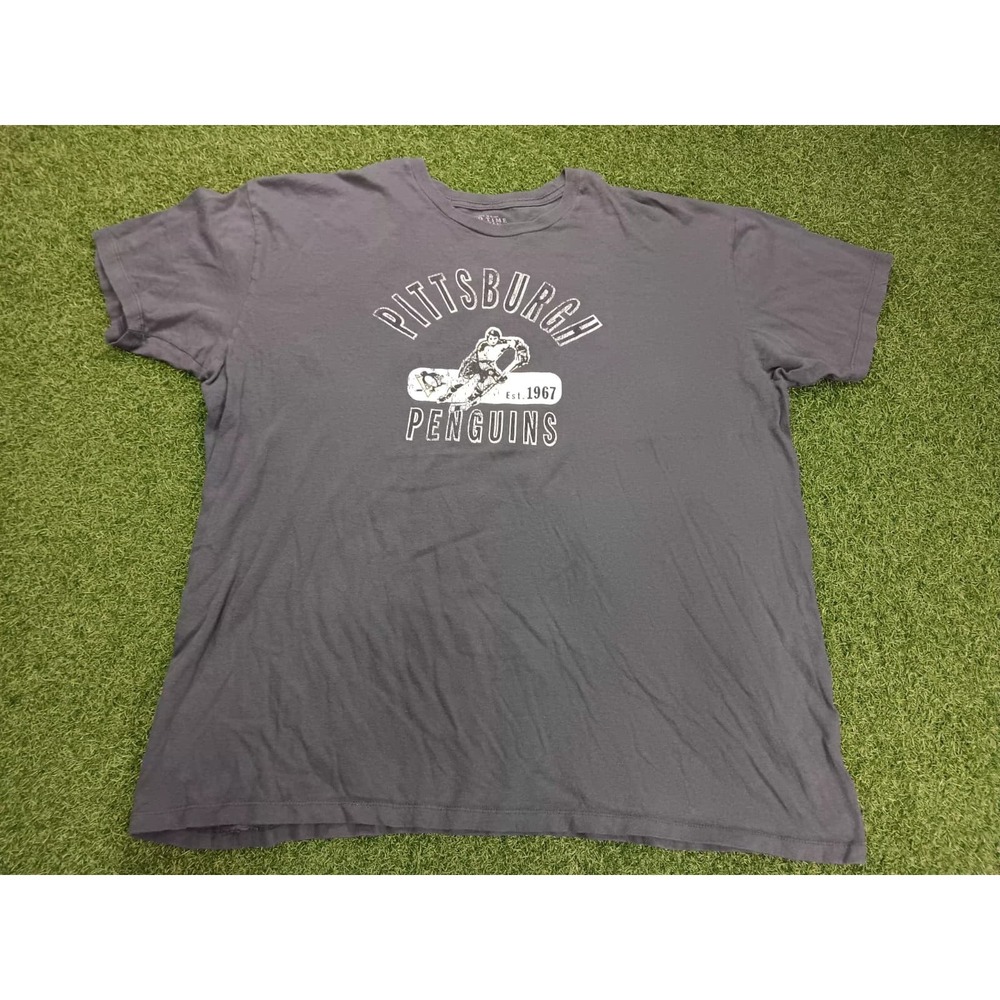 NHL Pittsburgh Penguins T Shirt Mens XL Gray Retro Crew Neck‎